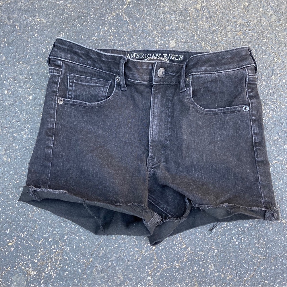 American Eagle Super High Rise Shorties Black 8